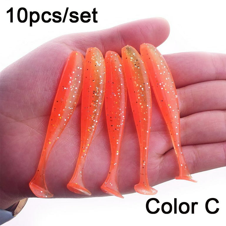 10Pcs/lot High Quaility Artificial Hot Swim Single T Tail Soft Plastic Lure Fishing  Worm Bait Capuchin Maggot COLOR C 