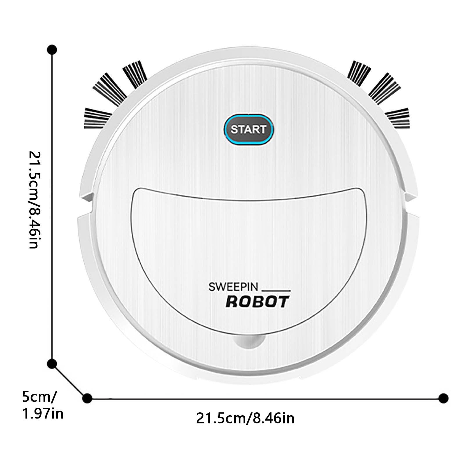 Robot Vacuum Cleaner with Sweeping, Suction, and Mopping Functions, 21.5 cm Diameter, 5.4 W, 60 Min Runtime, USB Charging