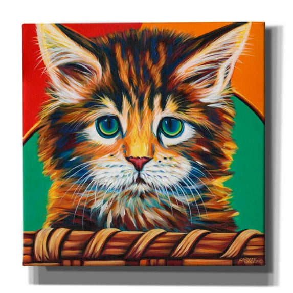 Epic Graffiti 'Kitten in Basket I' by Carolee Vitaletti Canvas Wall Art, 12"x12"