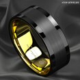 thumbnail image 3 of Tungsten Rings for Men Wedding Bands for Him Womens Wedding Bands for Her 8mm Black Gold Brushed Wedding, 3 of 7