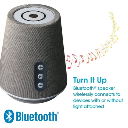 OttLite - Entertain LED Bluetooth Speaker Lamp w/ 3 Brightness Settings, 3 Light Temperatures Settings, Removeable Emergency Light - Gray and White