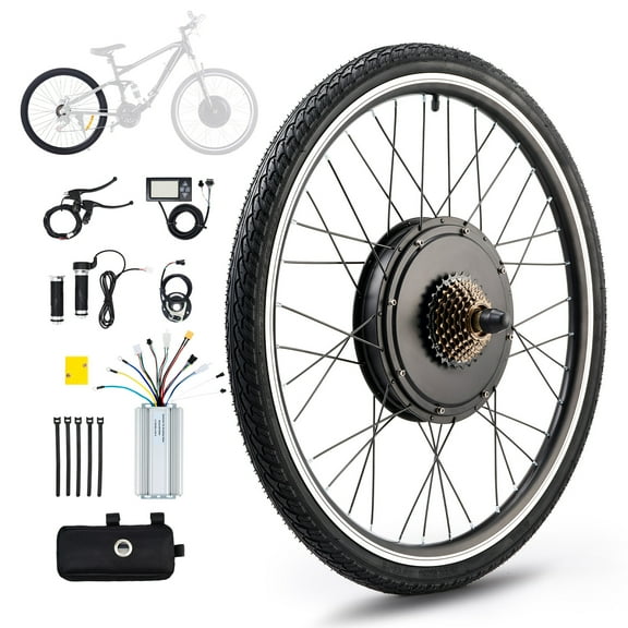 VIRIBUS 1500W eBike Conversion Kit 26" Rear Wheel Hub Motor LCD PAS E-Bike Set