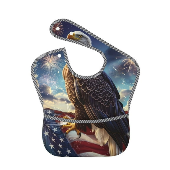 Hirioo Night Sky Bald Eagle for Baby Waterproof Pocket Bib Adjustable Closed for Babies Toddlers with Large Pocket 6-24Months
