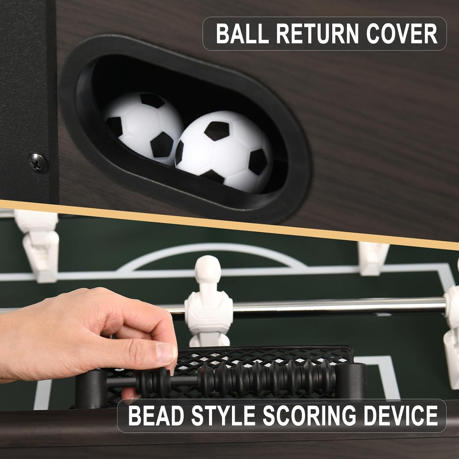 RAYKEEP 54“ Foosball Table, Full-Size Soccer Game Table for Home & Game Room, MDF Construction with Wood Grain Finish, Family Game Table w/ 2 Balls for Kids, Teens & Adults