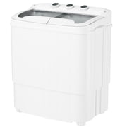 SUNCROWN 16lbs Portable Twin Tub Washer with Spin Dryer Washing Machine , Mini Compact Laundry Washer Machine with Drain Pump, Semi-automatic Washer Combo, Apartments(Grey)