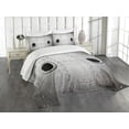thumbnail image 3 of Ambesonne Vintage Airplane Quilted Bedspread Set 3 Pcs, Windows Detail, King Size, Grey Black, 3 of 5