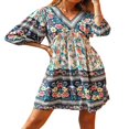 thumbnail image 2 of Robe d'Été Décontractée Bohème pour Femmes Style Ethnique Imprimé Floral, 2 of 7