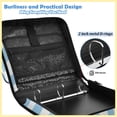 thumbnail image 4 of Zipper Binder with Shoulder Strap 2 inch 3 Ring Waterproof File Folder Organizer Bag 500 Sheet Light Blue and White Checkered, 4 of 8