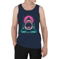 thumbnail image 2 of Retro Neon Shark Attack Design Men's Tank Top, 2 of 3