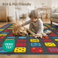 thumbnail image 4 of ODIKA 3'x5' Washable Throw Rug Stain Resistant, Low Profile, Non-Slip Gamer Dice Nostalgic Cube Symbols Interlocking Geometric for Entryway, Kitchen, Mudroom, 4 of 7