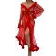 thumbnail image 1 of Gibobby Lenceria mujer sexy de tul Sexy a la para mujer, lencería larga, camisón, albornoz, ropa de dormir, nupcial de plumas, lencería de encaje(Rojo M), 1 of 5