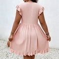 thumbnail image 5 of LIaqionyy Women's Plus Size Dress Hollow out V Neck Ruffle Sleeve Dresses A Line Flowy Summer Vacation Sundress, 5 of 6