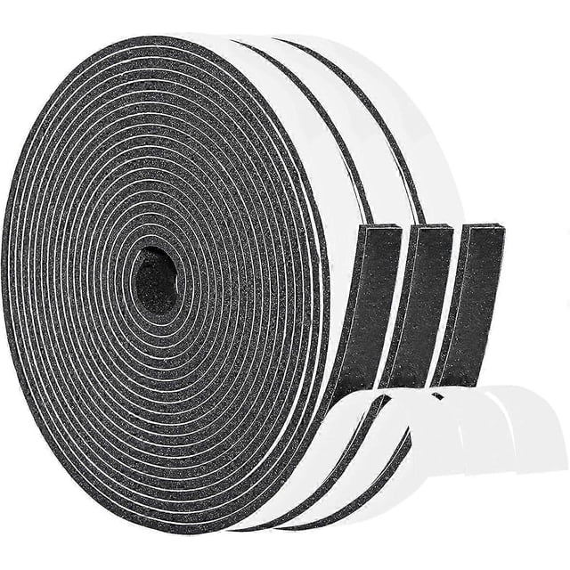 Door Seal, Window Seal Insulation, Anti-Cold Front Door Seal, 3 Rolls x 15 mm(W) x 5 mm(H) x 15 m(L), Black and White (Each 5 m)