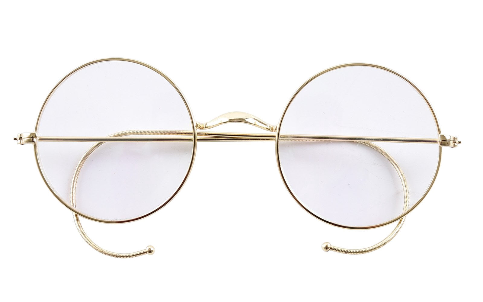 Blue Light Blocking Reading Glasses, Retro Mid Large Round Wire Rim Glasses Readers with Cable Temple No Nose Pads