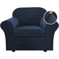 thumbnail image 1 of Modern Velvet Plush 4 Piece High Stretch Sofa Slipcover Furniture Protector Form Fit Luxury Thick Sofa Cover, Machine Washable, 1 of 6