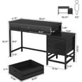 thumbnail image 5 of Industrial Computer Desk With 5 Drawers - Reversible File Cabinet Printer Stand, Rustic Home Office Writing Desk With Storage, Small Space PC Workstation (Black), 5 of 7