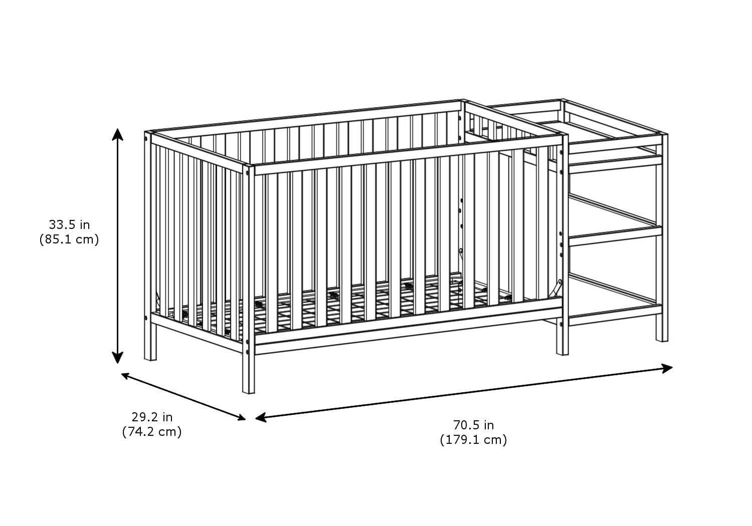 1-beページ Storkcraft Pacific 4-in-1 Convertible Baby Crib and Changer