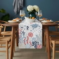 thumbnail image 2 of Navy Blue Coastal Table Runner - 36 Inch Long, Kitchen Dining Table Runner Dresser Scarves, Coral Turtle Starfish Jellyfish Farmhouse Decor for Coffee Tables Wedding Party Banquet, 2 of 8