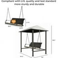 thumbnail image 2 of Grand Patio Outdoor Swing with Canopy & Cushion for Adults 3-Seats Yard/Porch/Garden Swing, Wood Grain Steel Frame, Beige, 2 of 9