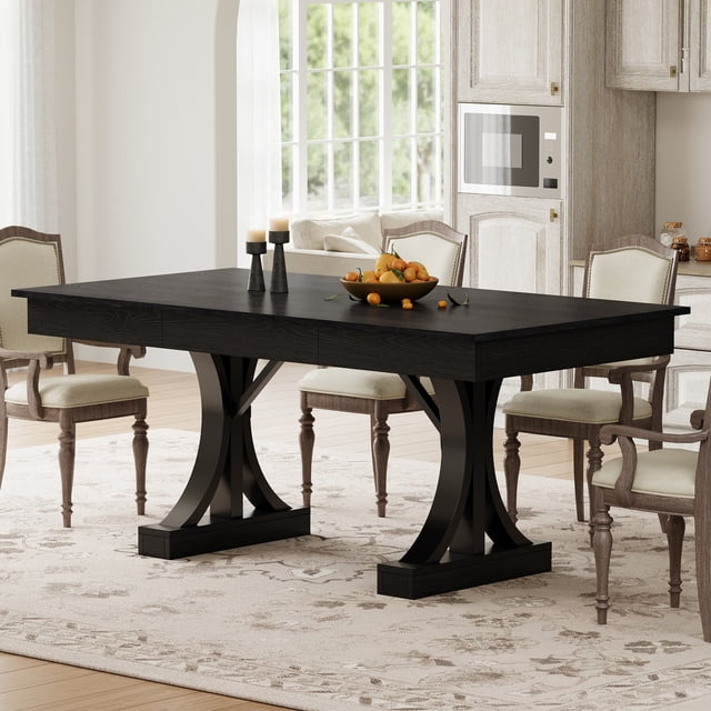 Wood Dining Table for 6-8 with 2 Large Drawers – 70.87" Long Farmhouse Rectangular Table, Thick Table Top, Sturdy Frame for Big Family