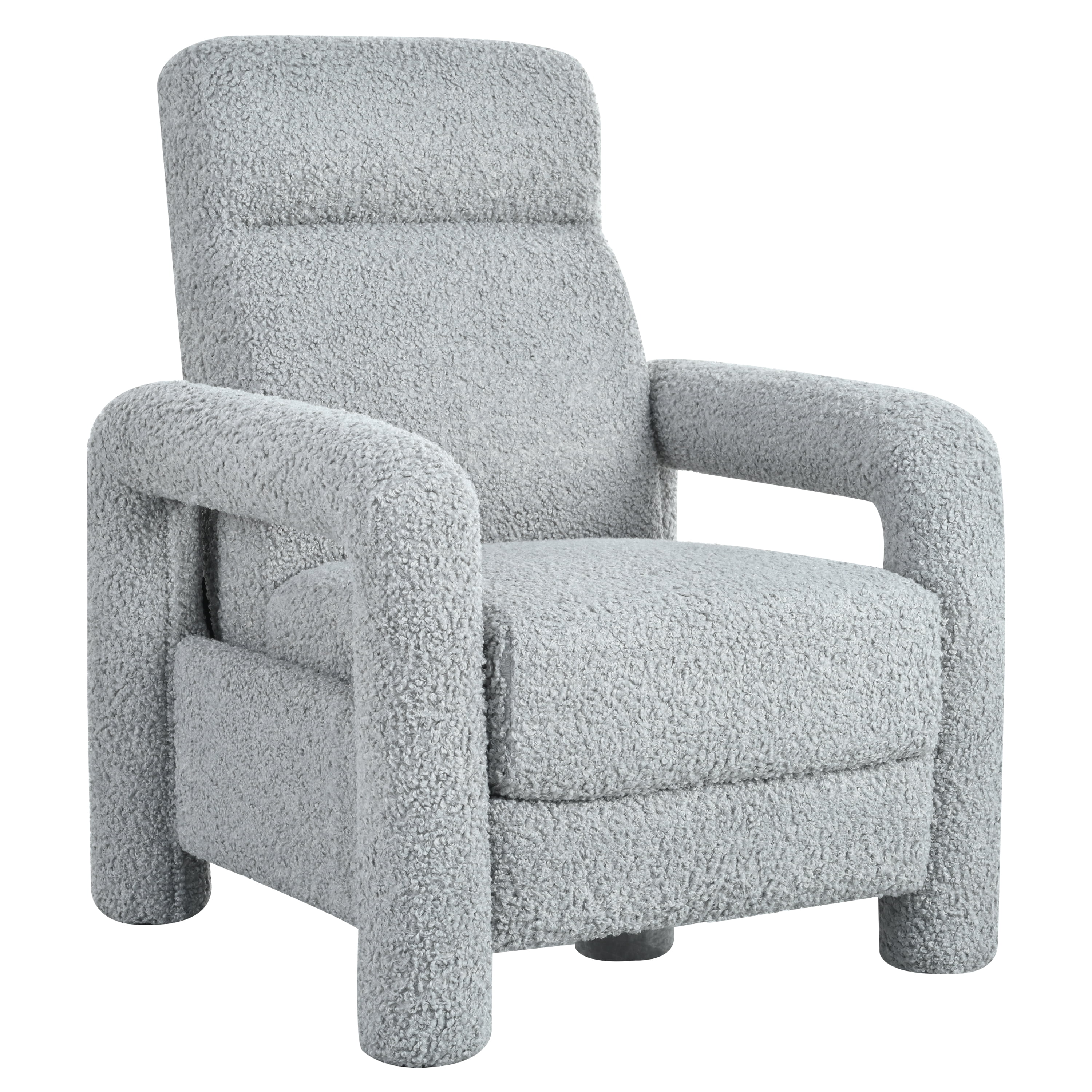 Euroco Teddy Fleece Push Back Recliner Chair, 3-Position Adjustable Armchair with Anti-Slip Legs & Ergonomic Design – Plush Accent Chair