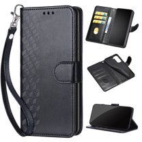 Wallet Case for Samsung Galaxy S22, Premium Embossed PU Leather Flip Cover with Card Holder Kickstand Wrist Strap, Full Body Phone Protection Case for Samsung Galaxy S22, S1black