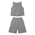 thumbnail image 6 of Zynoxe Womens Two Piece Short Sets Cotton Linen Plus Size Tank Top and Shorts Summer Outfits Matching Sets Women ClothingDark GrayM, 6 of 6