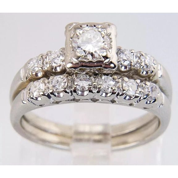 2 CT Round Cut Lab-Created Diamond Bridal Wedding Ring Set 925 Sterling Silver 14k White Gold Plated