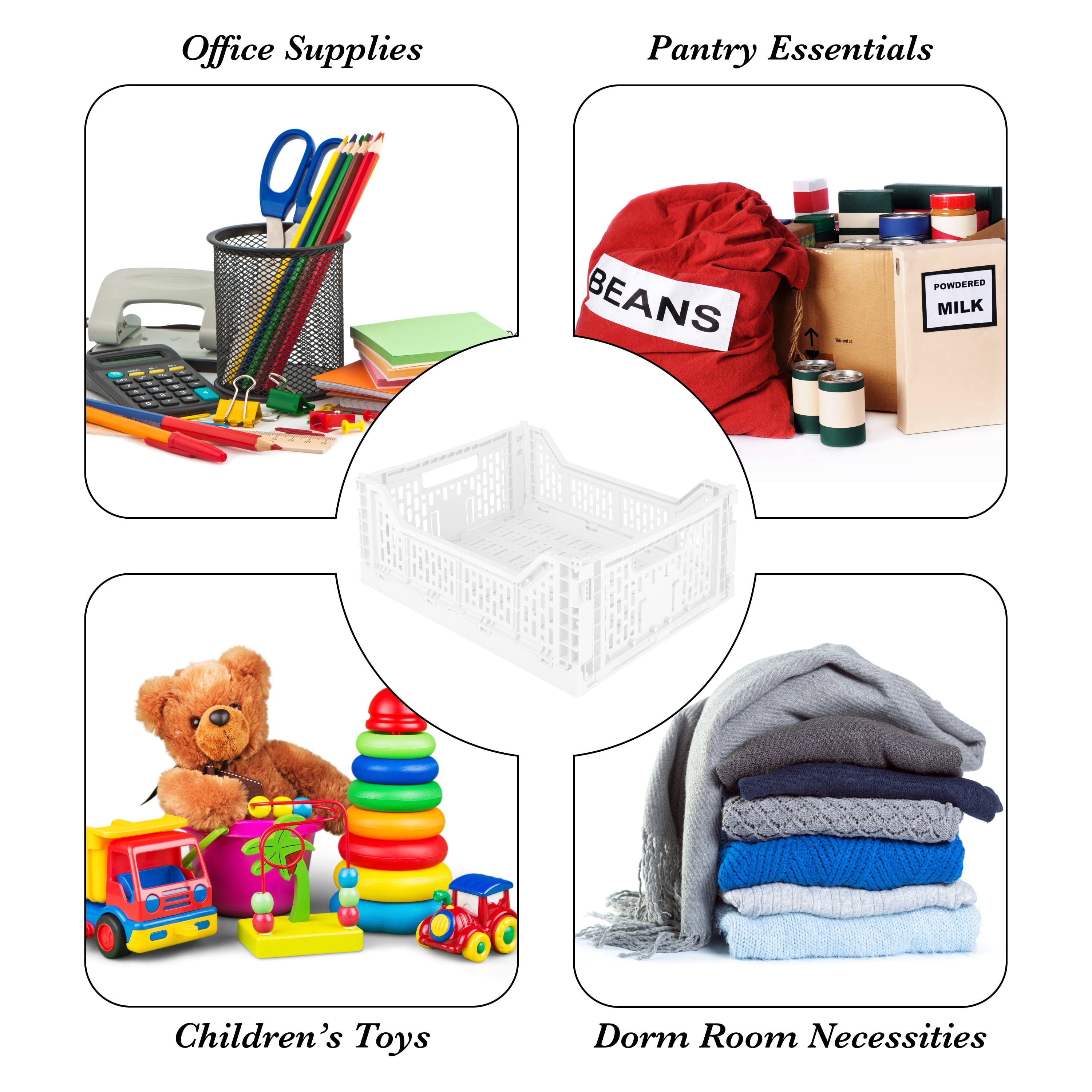 Simplify 15LT Collapsible Plastic Storage Crate in White