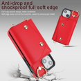 thumbnail image 4 of ShellTech for iPhone 13 Mini Case with Card Holder and Strap - Zipper Pocket,Lanyard Strap,Credit Card Holder,Stand Ring,Cute Phone Wallet Case for Women,Red, 4 of 10