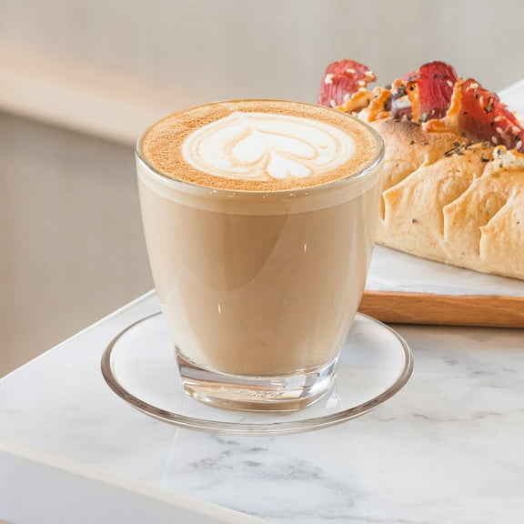 MERRYHAPY Transparent Glass Tea Saucer Set of 4 Easy to Clean Coffee Cup Plates