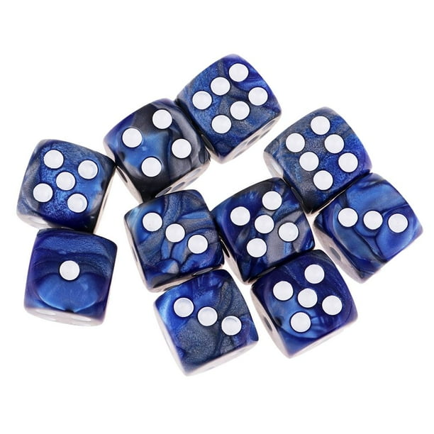Dados De Juego De 6 Caras Dados De 16 Mm Para Juegos De Mesa Y Ense?anza De Matemáticas Azul+Plata Sunnimix Juego de dados de 6 caras