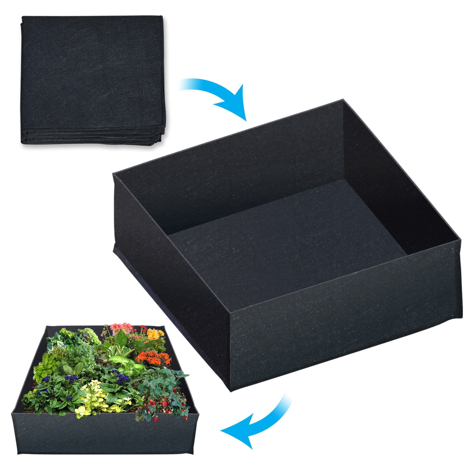 SUNNYOUTDOOR 24"x 24" Rectangle Planter Box Fabric Raised Garden Bed Herb Flower Vegetable Plants Bed(24"x 24")