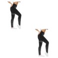 thumbnail image 2 of Minnieouse Pantalones de cintura alta para correr, mallas de entrenamiento, elásticos, transpirables, para viajar, hasta el tobillo, pantalones de Negro METRO 2piezas Minnieouse CBP185904, 2 of 5
