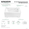 thumbnail image 5 of Aqua Eden VTAM5432R22D 54-Inch Acrylic Rectangular 3-Wall Alcove Tub, Right Hand Drain and Anti-Skid Surface in Glossy White, 5 of 9