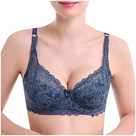BLTIBY Womens Bra Sale Clearance Ladies Seamless Push Up Solid Colour Lace Sports Bra Comfortable Breathable Base Tops Underwear Fashion Dark Blue 85