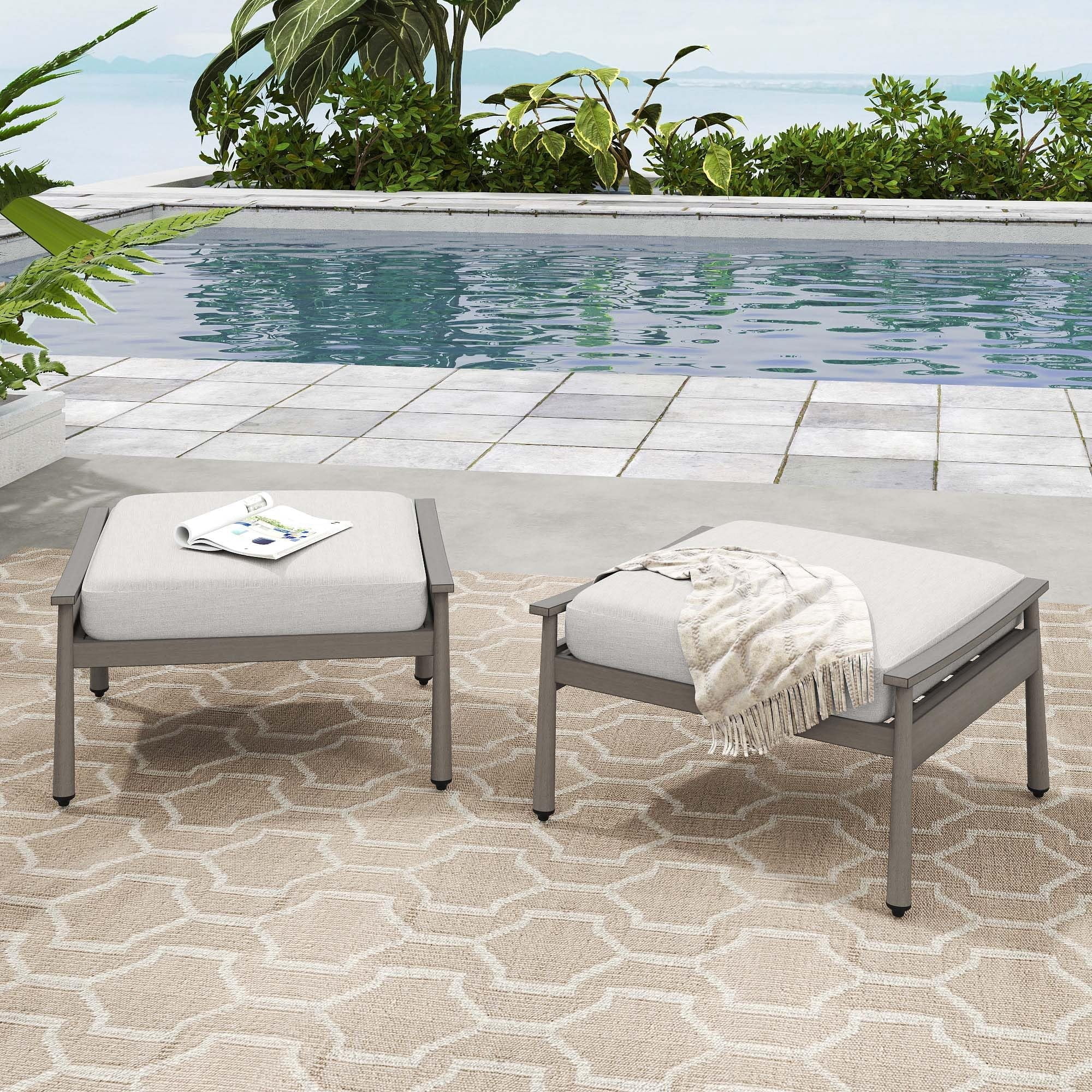 Outdoor Sectional Sofa Patio Conversation Set Wicker Loveseat with Coffee Table All Weather Rattan Furniture for Backyard Porch Balcony Deck, Gray