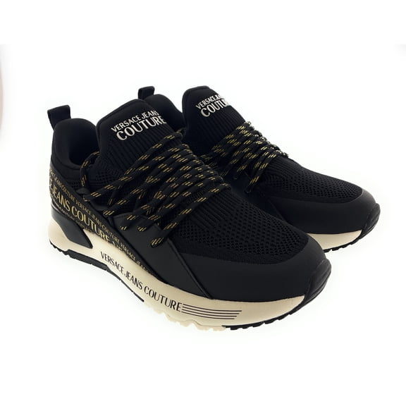 Versace Jeans Couture Womens Black Mesh LaceUp Sneakers-EU41 for Womens