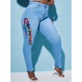thumbnail image 3 of Colorido Lace Up Front Plus Size Skinny Jeans Rosegal  Vaqueros de talla grande, 3 of 5
