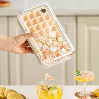 Ice Trays With Lid & Storage Bin - Make 64 Ice Cubes, Easy Press Release, 2 Trays + Ice Bucket + Scoop (Black)