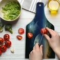 thumbnail image 3 of Moon Cutting Board, Full Moon Rising with Shooting Star Cloudy Night Sky Celestial Elements, Tempered Glass Cutting and Serving Board, Wine Bottle Shape, Navy Blue White Apricot, by Ambesonne, 3 of 5