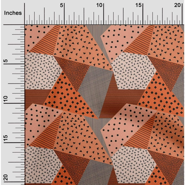 oneOone Viscose Chiffon Medium Orange Fabric Dot|Check & Triangle Geometric Sewing Craft Projects Fabric Prints By Yard 42 Inch Wide