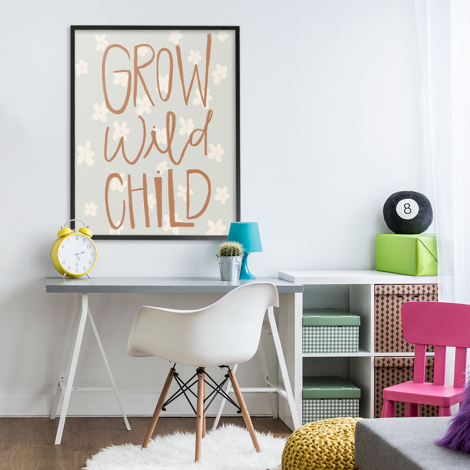 Grow Wild Child Flowers Black Framed Giclee Art, design by Katie Griggs