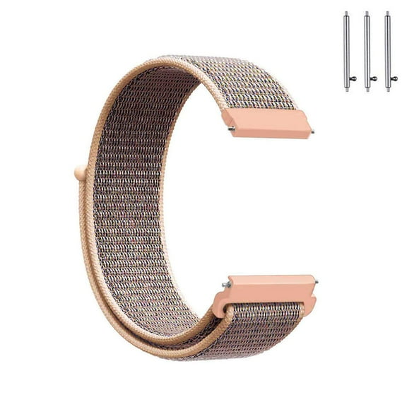 FIEWESEY 20mm Compatible with Galaxy 42mm/Watch Active/Gear Sport/Gear S2 Classic/Galaxy Watch 5 40mm 44mm/Galaxy Watch 5 pro 45mm Nylon Lightweight Breathable Replacement Sport Loop Strap(Rose Gold)