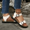 thumbnail image 4 of Dakaela Women's Cork Footbed Sandals Leather Comfortable Arch Support Slip on Summer Slides with Adjustable Ankle Buckles Size 6, 4 of 9