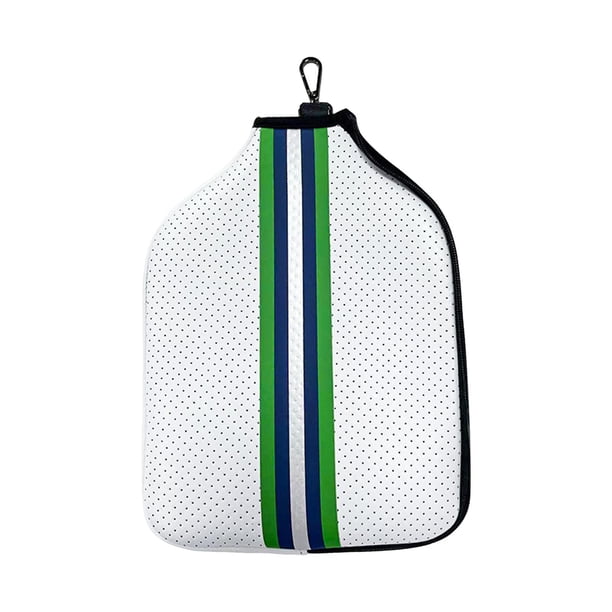 Funda de neopreno para raqueta de pickleball, funda para raqueta, funda de almacenamiento con cremallera suave Blanco