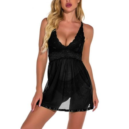 

Christmas Lingerie Women Fun Elegant Casual Sexy Sling Lingerie Lace Gauze Underwear Santa Lingerie for Women Backless Strapless Bra Clearance Black S
