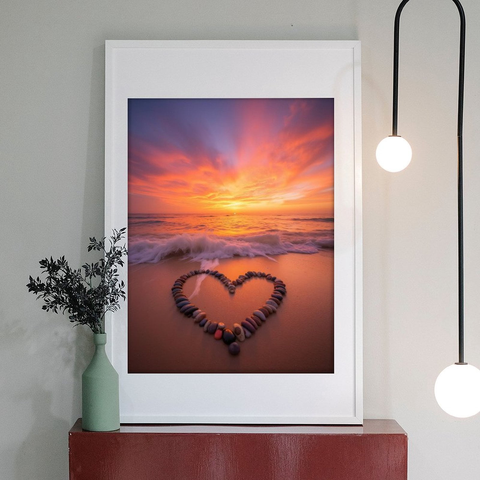 Diamond Art Kit for Adults, Sunset Beach Heart Stones Scene Diamond Painting for Adults Beginners, DIY Diamond Art Painting Kits, 5D Diamond Painting Crafts for Home Decor 12x16 Frameless