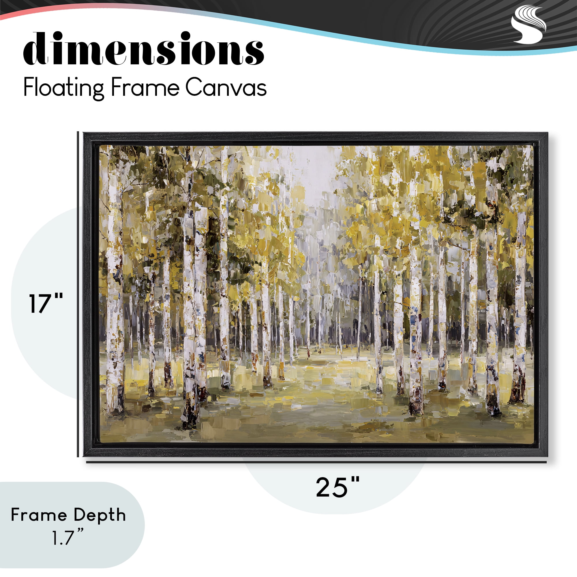 Stupell Industries Impressionist Birch Trees & Fall Leaves Black Framed Floater Canvas Wall Art, design by Jacky Ngan