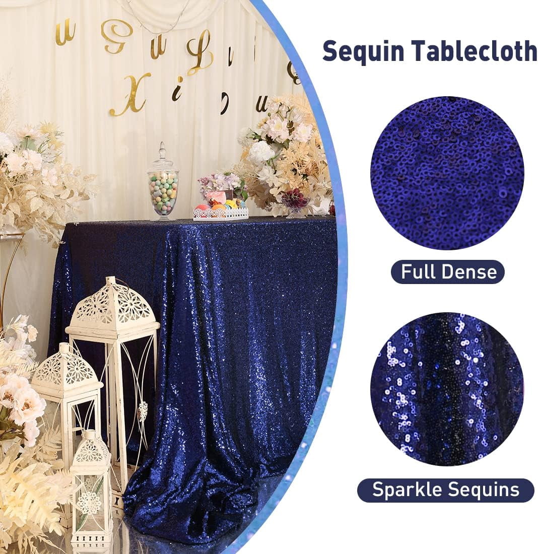 MoKoHouse Black Sequin Tablecloth – 90x156 Inch Rectangle Glitter Cloth For Parties, Weddings, Halloween